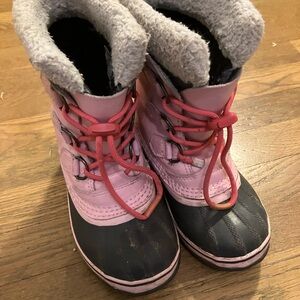 Sorel Pink and Black Kids Snow Boots